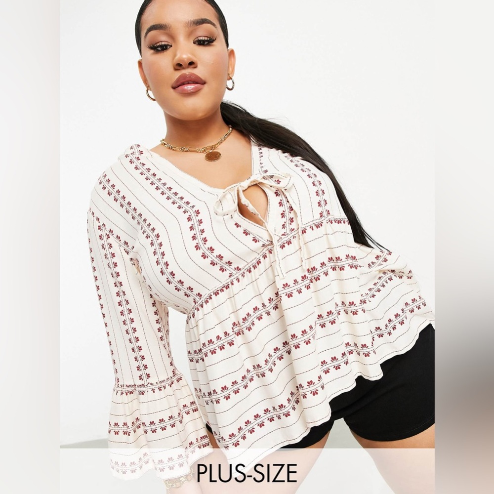 Boho Chic White and Red Women's Top